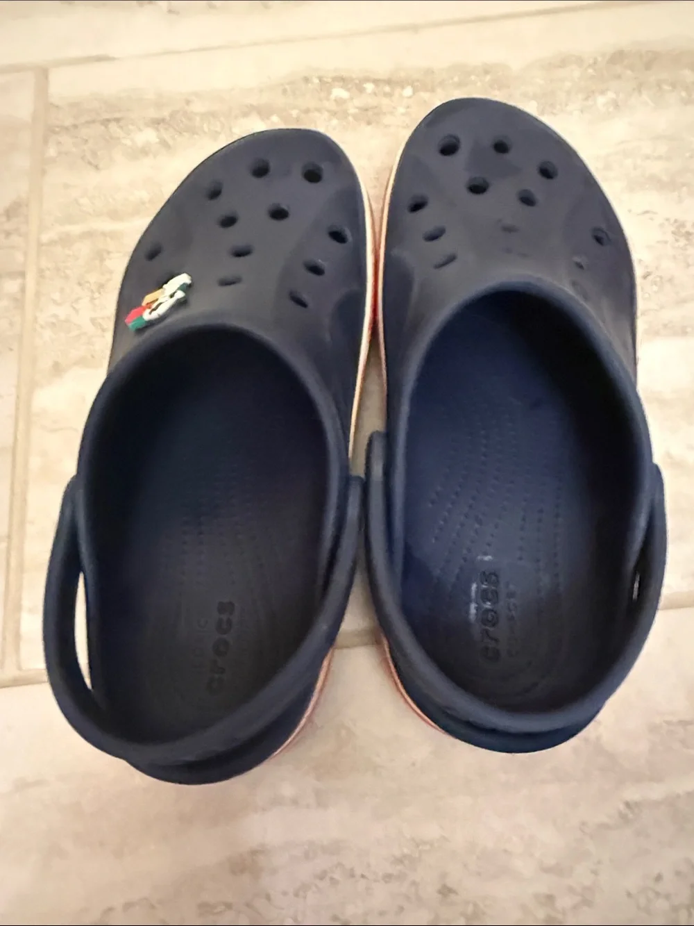CROCS Kids Navy Slip-On Clog with Red-Trim Sole and Character Charm